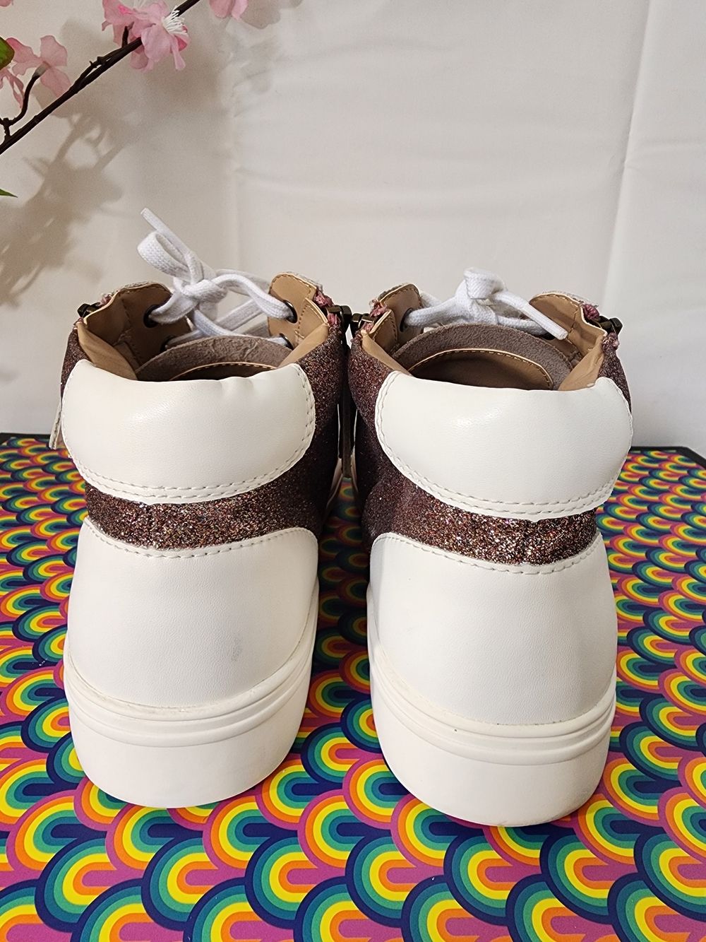 ​Blondo Giana Waterproof Glitter Sneakers - White/Rose Gold - Size 9M - Picture 7 of 12